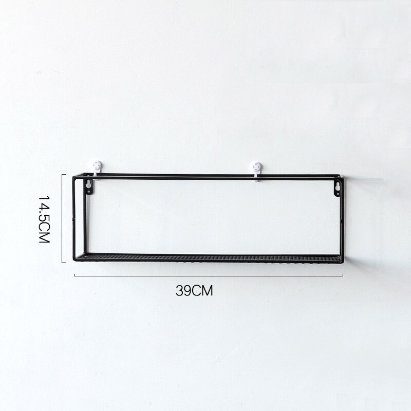 Estantes de hierro dorado para pared, manualidades de decoración de escritorio creativas de Metal, soportes de almacenamiento, organización de estantería flotante colgante para el hogar: M-Black