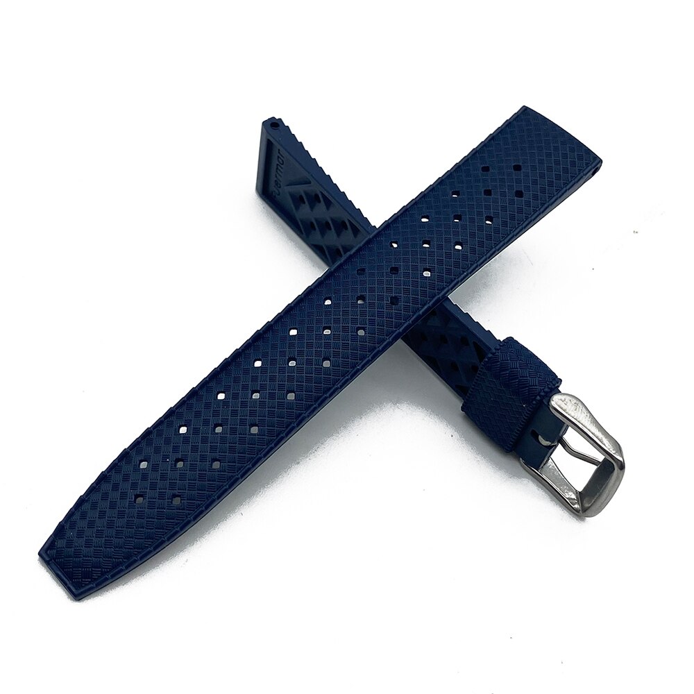 Correa de reloj Tropic de silicona de , correa de reloj de goma 20mm 22mm compatible con correa de reloj resistente al agua para buceo s-eiko, negro, azul y verde: Blue / 22mm