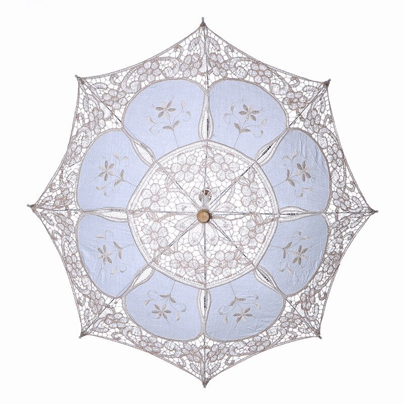 Bridal Umbrellas Wedding Floral Lace Umbrella for Women Romantic White Ivory Embroidery Parasol Umbrella Wedding Supplies D30: Ivory  L