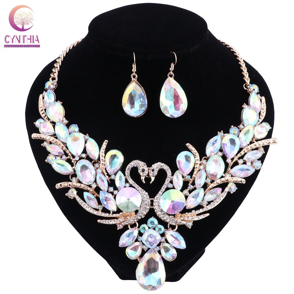 Nigeriaanse Sieraden Set Voor Vrouwen Paars Kwastje Oorbellen Ketting Set Banket Jurk Accessoire Bridal Indian Sieraden: 17