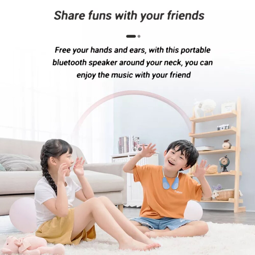 Neck Bluetooth Speaker Wearable Wireless Bass Surround Stereo Portable bluetooth player With Microphone Outdoor Sports Speaker