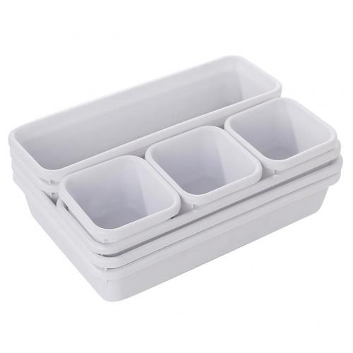 8Pcs Home Drawer Storage Tray Box Office Desk Closet Jewelry Makeup Organizer Suitable for makeup drawer, bathroom drawer office: White