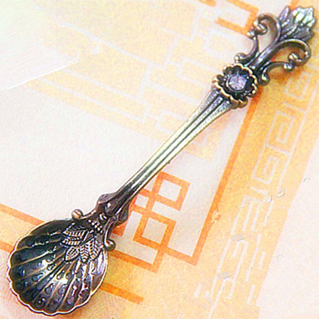 Iris retro kaffesked is dessert dessert ske arabisk stil zinklegering kaffe te blandesked køkkenudstyr bordservice: Stor 11.3cm / Bronze