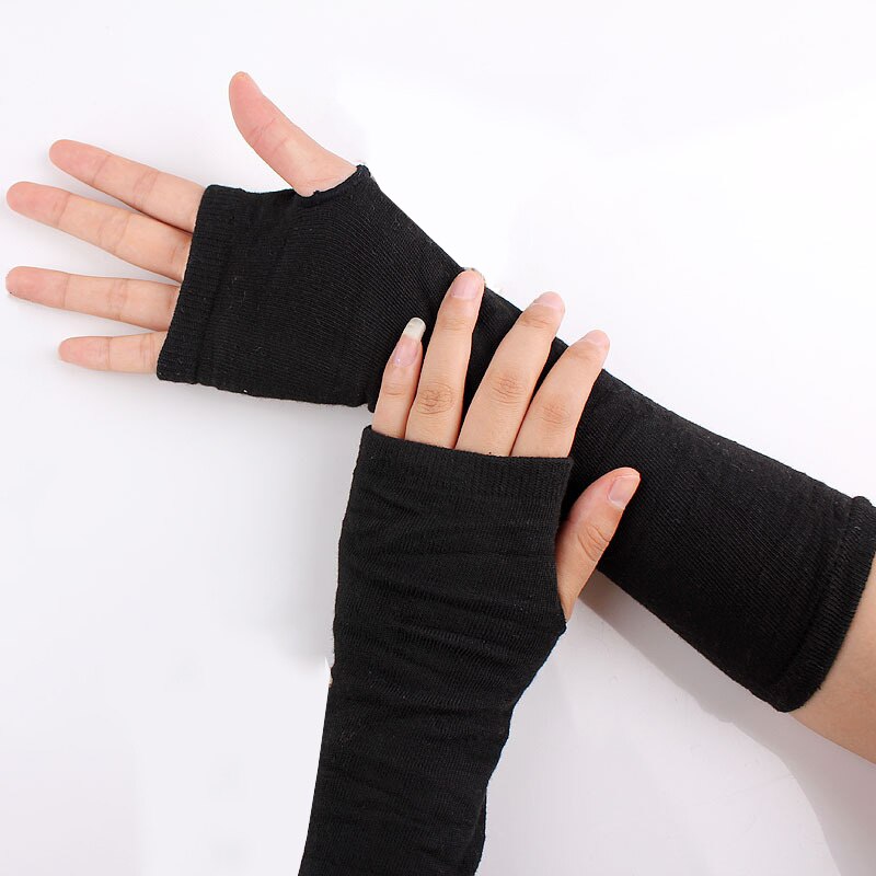 Gants longs unisexes sans doigts, Cosplay, Anime, gothique, chauffe-bras, en tricot, poignet, coude, mitaines, vêtements, accessoires