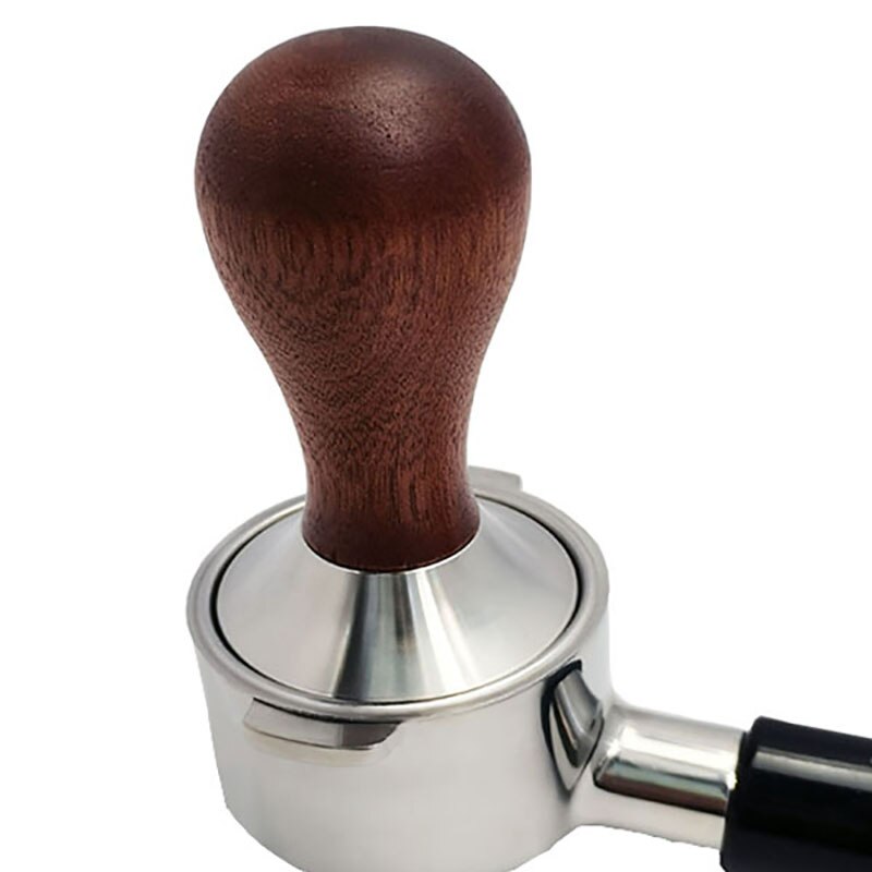 Coffee Tamper Calibrated Tamper 51/53/58mm Coffee Press Tool with 304 Stainless Steel Base & Solid Wood Handle