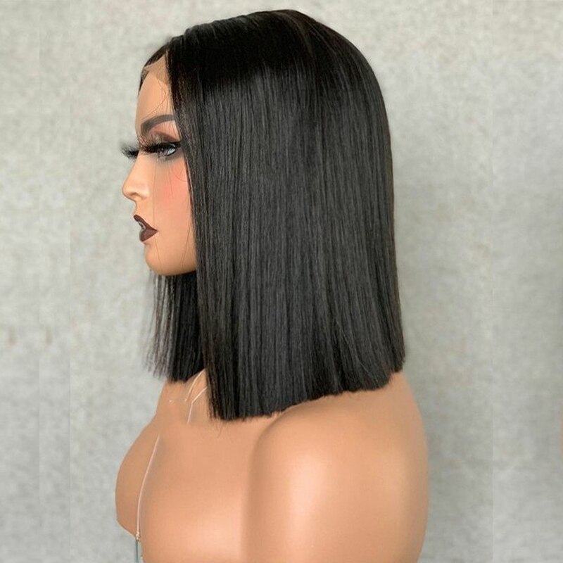 Short Bob Straight Pixie Cut Wig Synthetic Lace Front Wig For Women Glueless Pre Plucked Heat Resistant