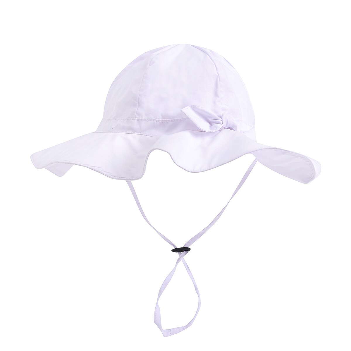 Chapeau de plage à large bord pour bébé, casquette seau ajustable en coton pour enfants, casquette d'été pour la plage: White / L