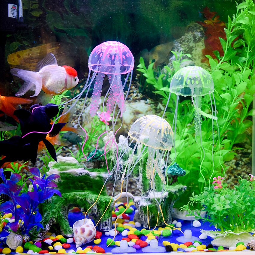 Aquarium Dekoration Unterwasser Künstliche Quallen Aquarium Dekoration Silikon Quallen Ornament Aquarium Glühende Quallen