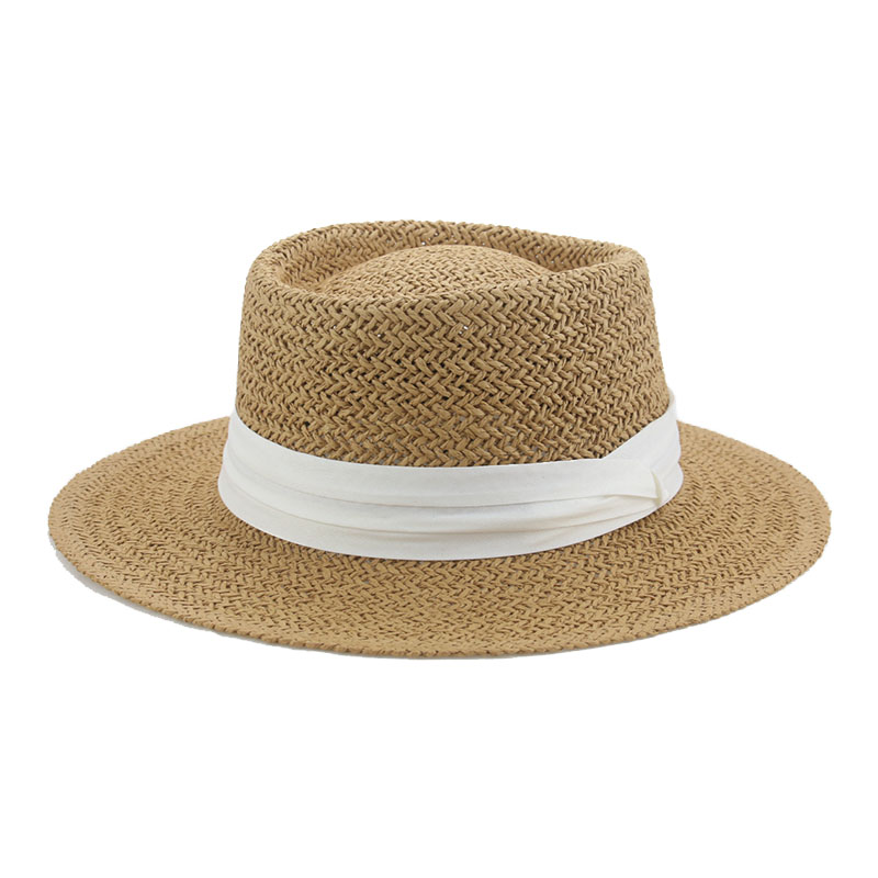 Zomer Vrouwen Hoeden Brede Rand Ronde Top Riem Band Stro Zon Hoeden Kaki Zwarte Zon Bescherming Casual Outdoor Strand Stro zon Hoeden: 4