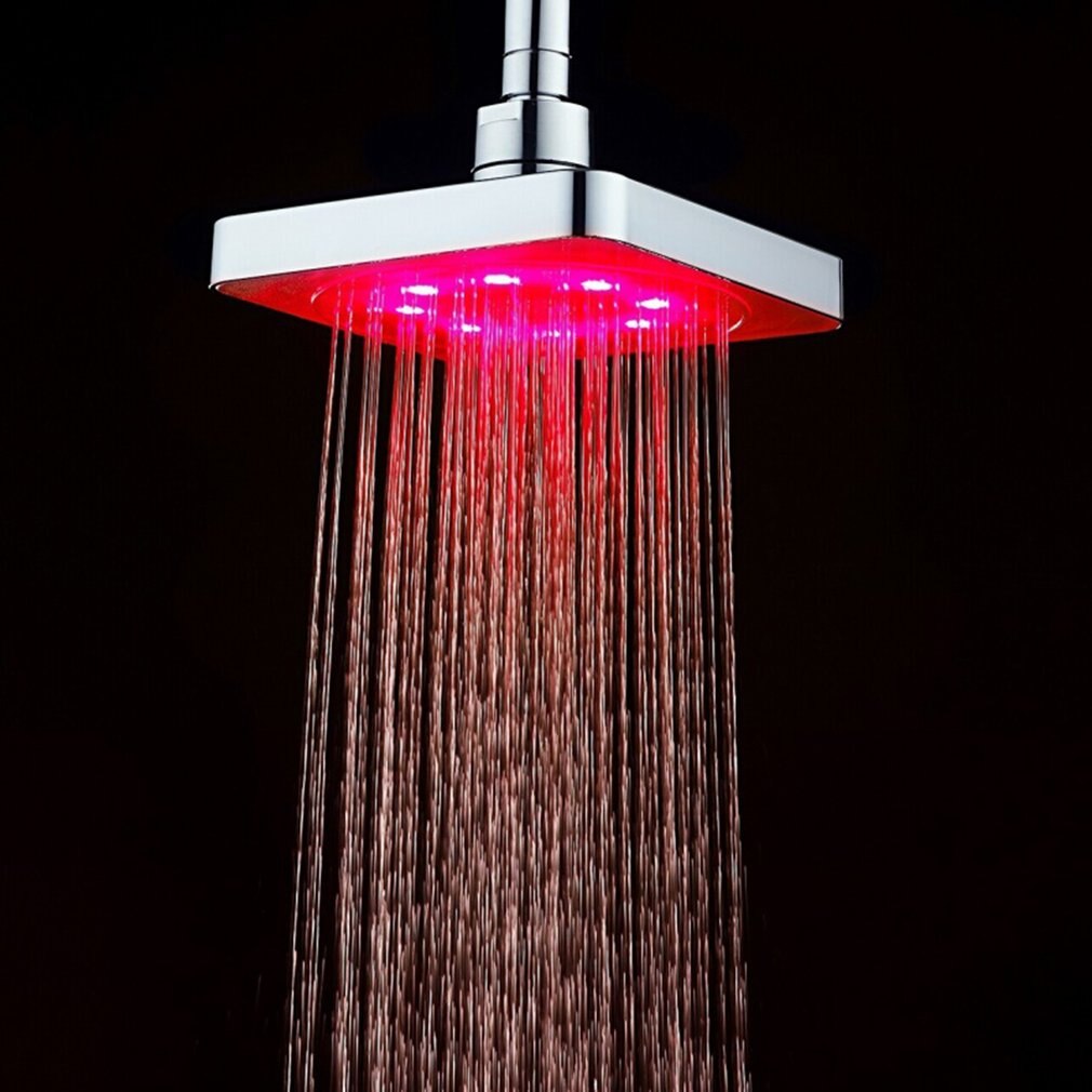 Temperature Sensing Luminous 6 Inch Shower Head Water Tap Color Changing Shower Tool Led Bathroom Top Spray