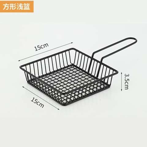 French Fries Fried Chicken Snack Basket Chicken Wing Bread Basket Fried Food Plate Restaurant French Fries Basket: Black (square)