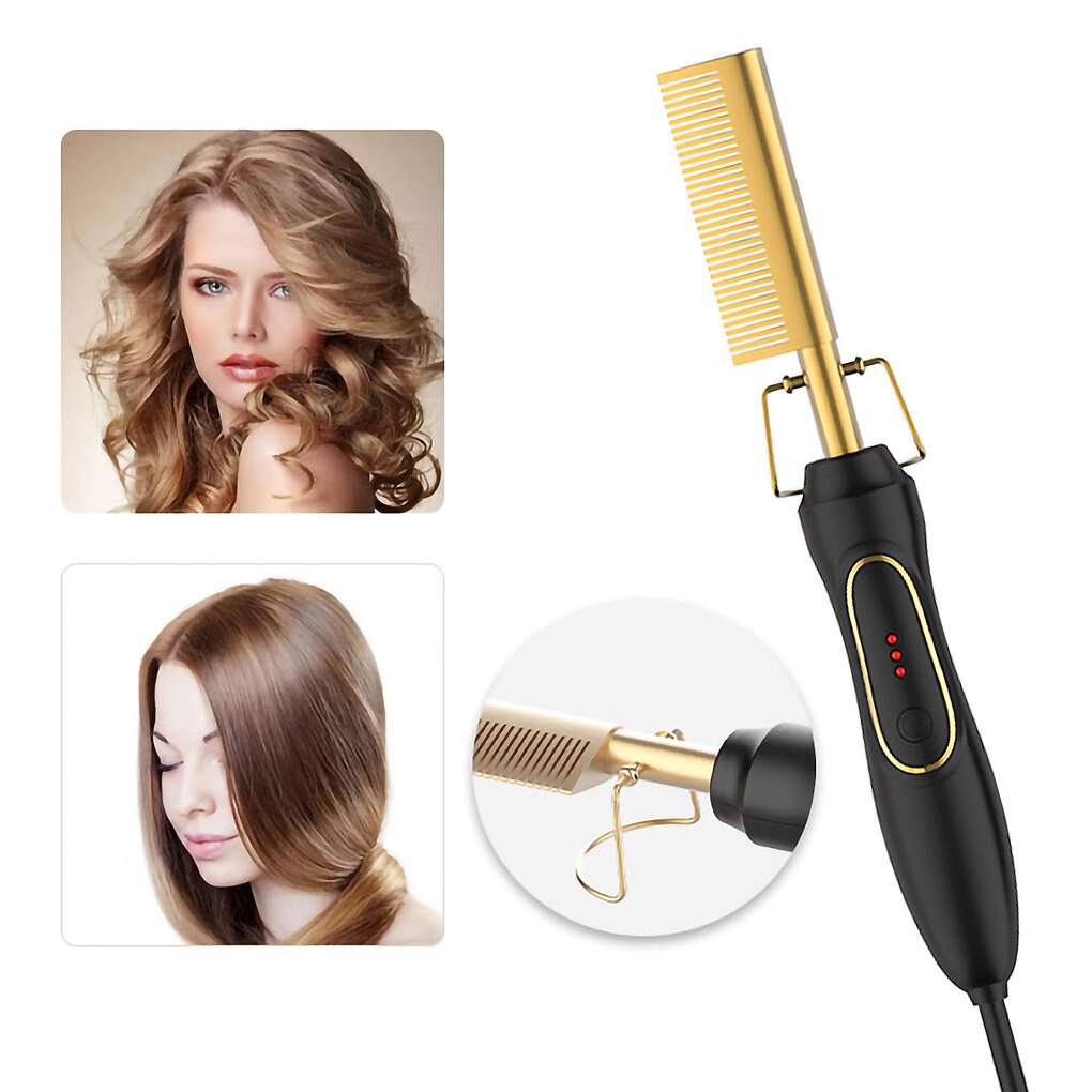 Multifunction Hair Straightener Flat Irons Wet Dry Use Brush Comb Heating Hair Straight Styler Curling Iron Hair Curler Comb