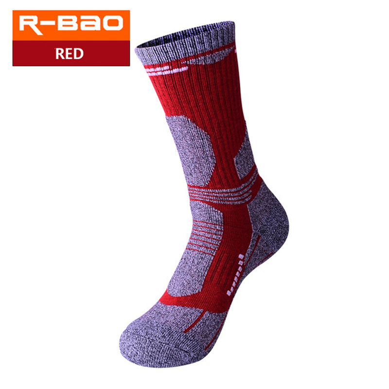 Katoen Outdoor Bergbeklimmen Wandelen Sport Sokken Thicken Winter Warm Fietsen Sokken Voor Mannen Vrouwen Ski Vissen Gym Unisex: Red / M