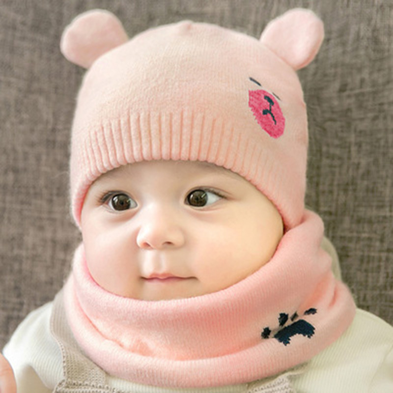 Baby Winter Caps Sjaal Suits Warm Gebreide Beanie Cap Leuke Cartoon Beer Beanie CX17