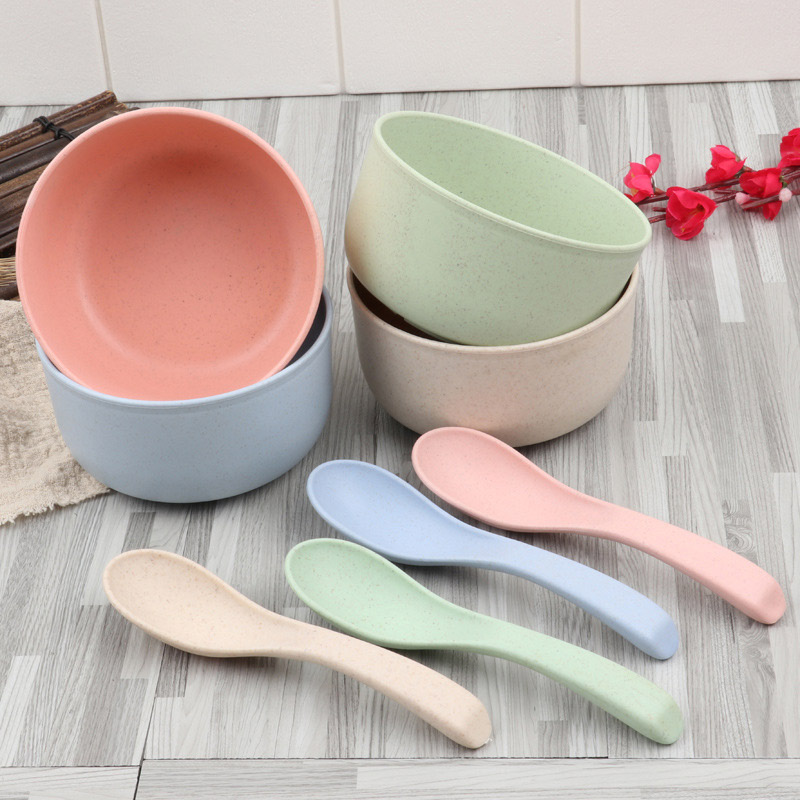 Conjunto de talheres de alimentação para bebês, eco-friendly, tigela infantil, pratos com colher, cor sólida, material de jantar mbg0467