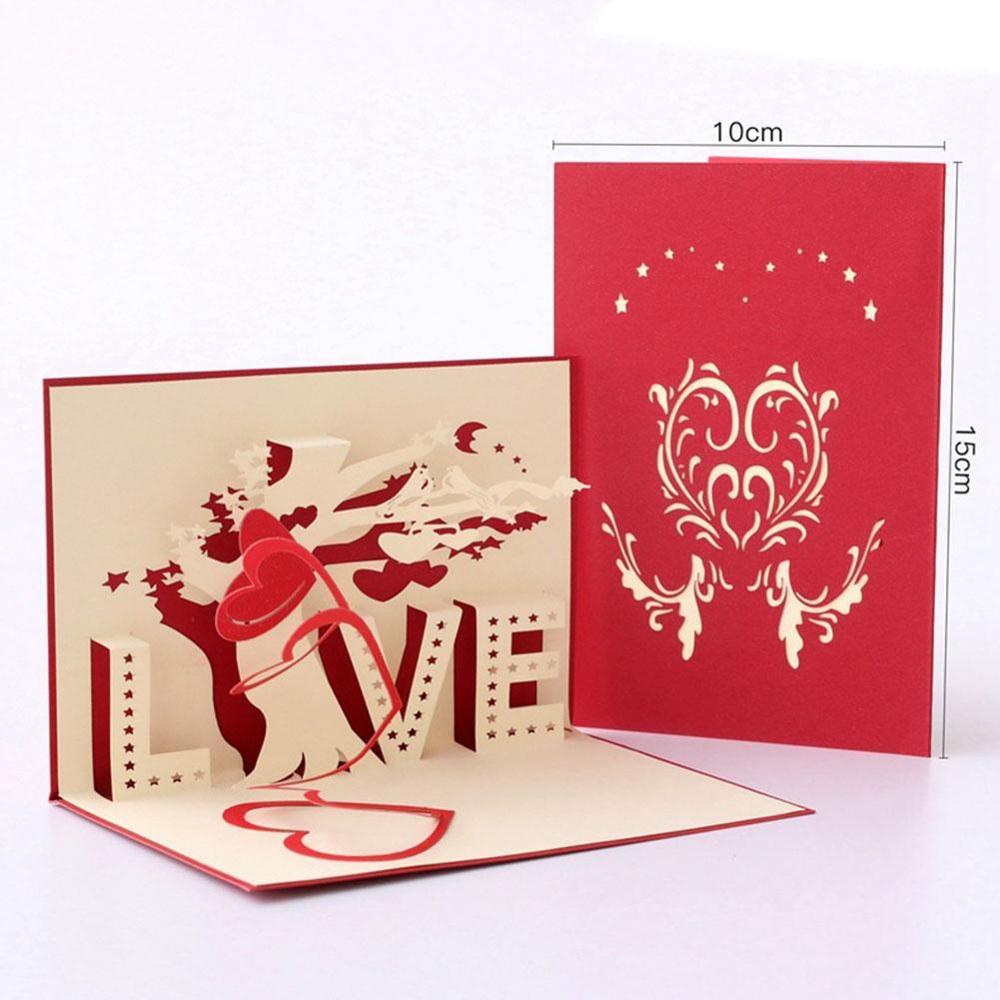 Liefde 3D Up Kaarten Valentijnsdag Postkaart Met Envelop Stickers Huwelijksuitnodiging Wenskaarten Anniversary Voor Haar