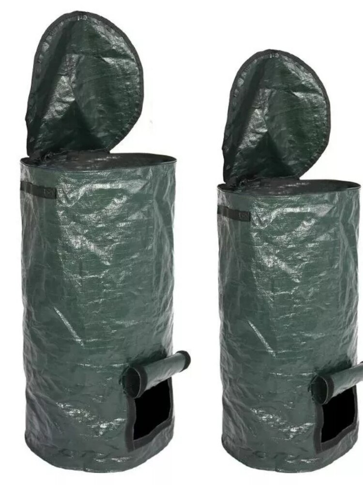 PE Collapsible Garden Yard Compost Bag with Lid Organic Ferment Waste Composter Garden Trash Can