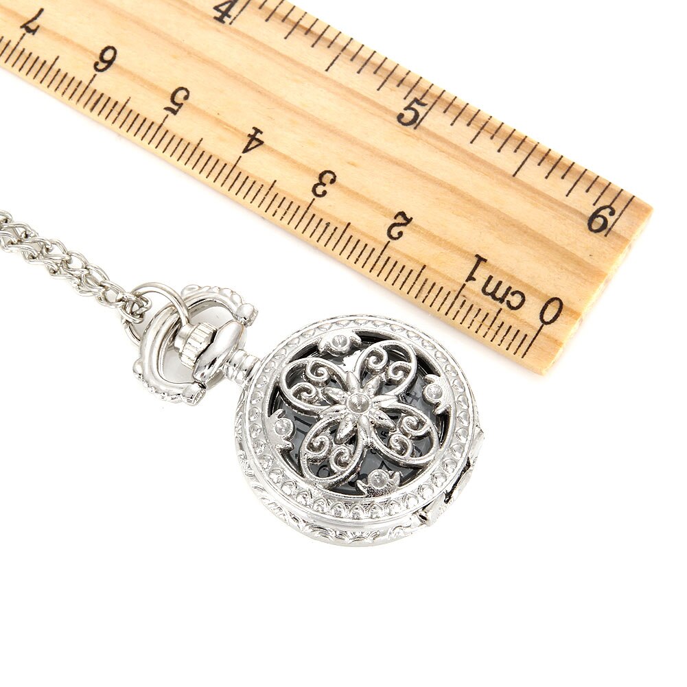 Zakhorloge vintage dames kwarts legering uitgehold bloemen ronde dame meisje trui ketting hanger klok horloge zakhorloge