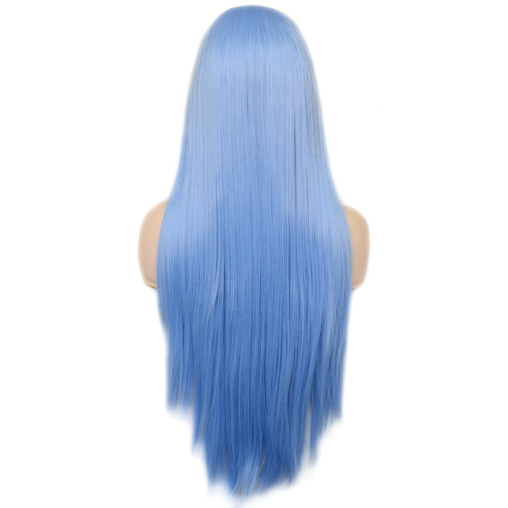 Vogue Queen Light Blue Long Straight Synthetic Lace Front Wig Daily Wearing For Women