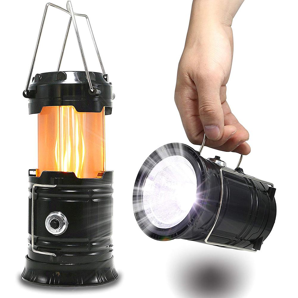VKTECH, luz LED retráctil portátil alimentada por energía Solar, tienda de campaña 3 en 1, lámpara de efecto de llama Flexible, linterna de exterior, linterna