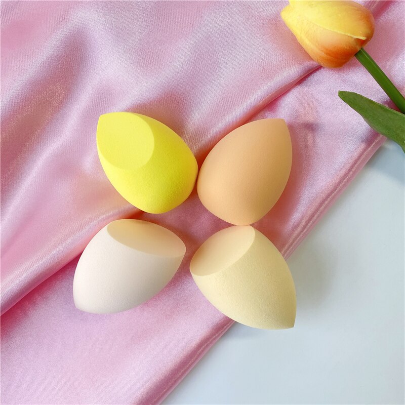 4Pcs/lot Cosmetic Puff Beauty Set Smooth Women Makeup Foundation Soft Sponge Puff Pure Blue Purple Color Beauty Tools: 4pcs Yellow