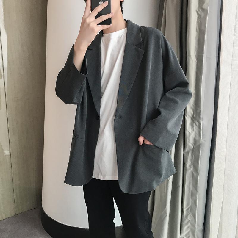 saferido Korean Street clothing fashion Spring Men's Irregular Hole Suit Dark Black Male Blazers Korean Fashion Lapel Outwear