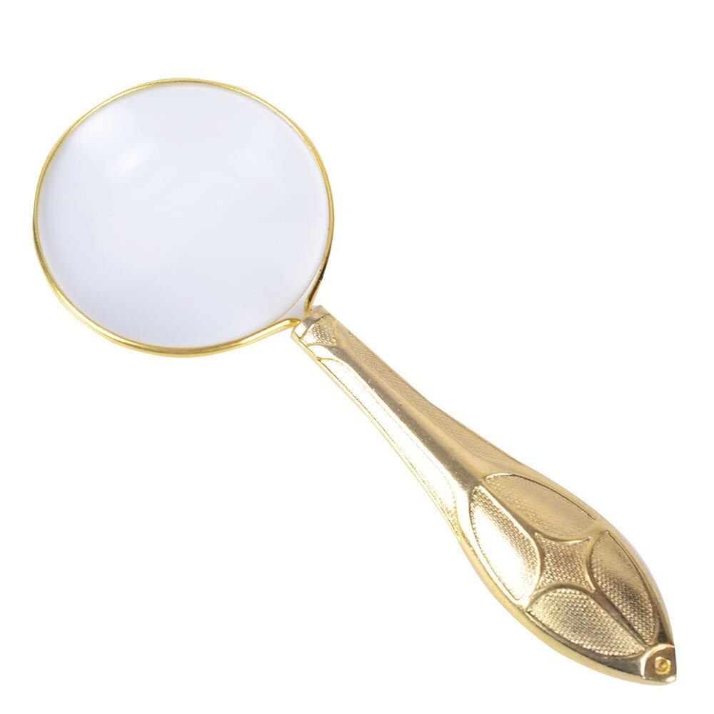 5X Gold 45mm Diameter Magnifier Glass Lens Metal Glass Mirror Flower Magnifier Complex Pattern Handle Magnifying Glass Loupe: Golden style 2