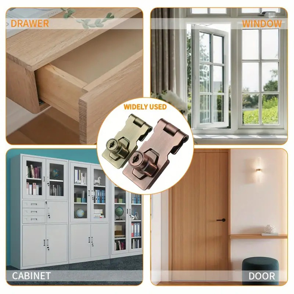 Locking Hasp Heavy Duty Locking Hasp Staple With Keys Padlock Cupboard Shed Garage Lock Office Cabinet Security Lock Hardware