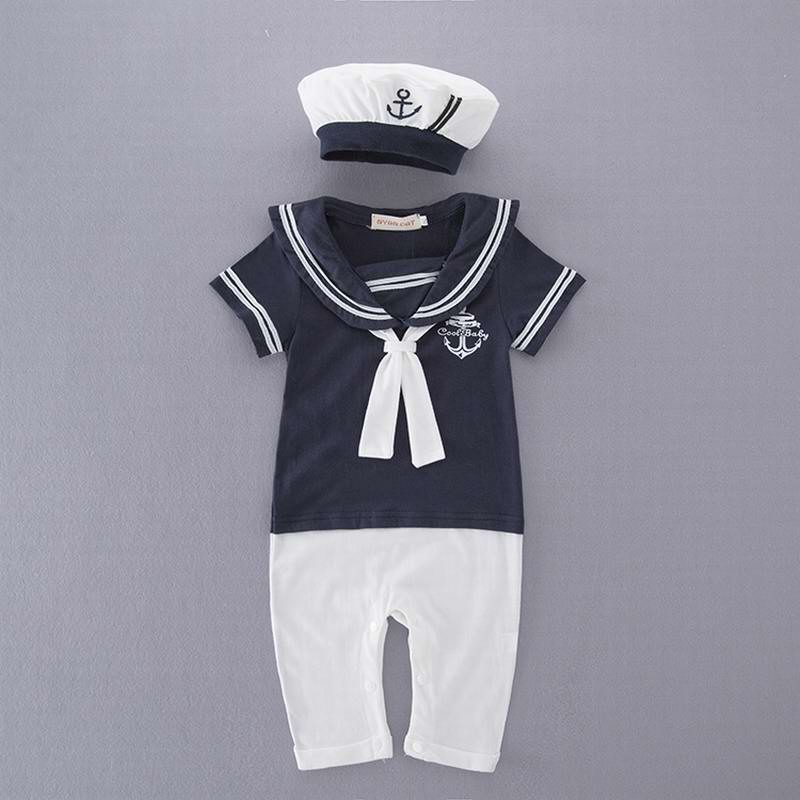 Baby Romper Preppy Style Navy White short Sleeve Baby Boys Girls Overalls Newborn Clothes 0-2Y E13208