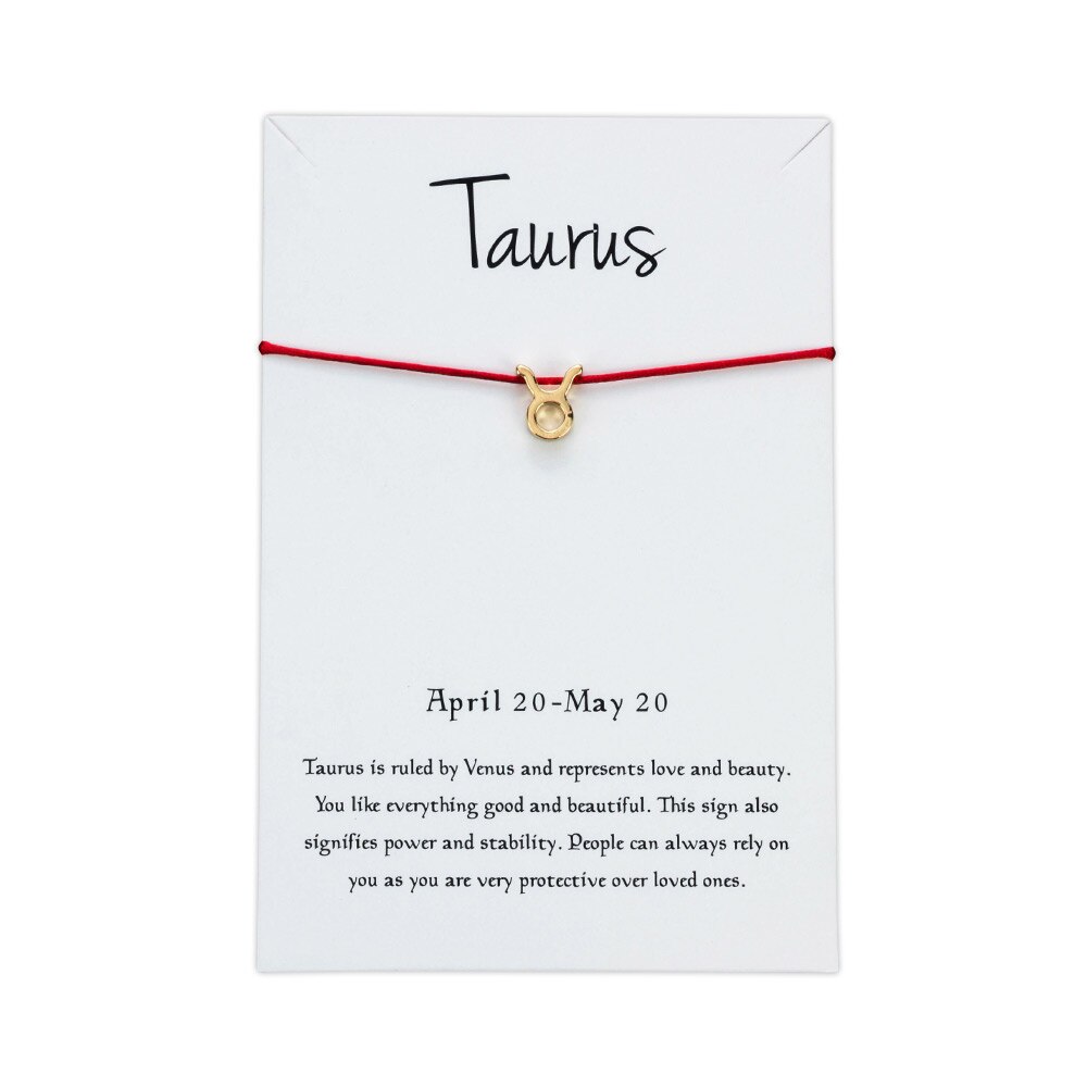 Lucky Eye Sterrenbeeld 12 Constellation Charm Armband Voor Vrouwen Mannen Armband Wish Card Sieraden Goud Kleur CN128: Taurus