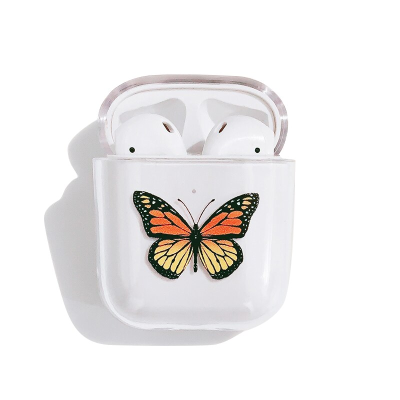 Yellow butterfly wireless bluetooth headset protective shell is suitable for airpods2 transparent PC hard shell