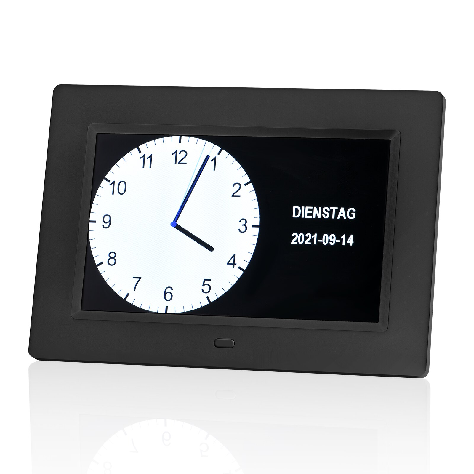 7 "Inch Digital Clock Calendar with Oversized Font Date Day Reminder for Elderly and Children Auto Dimming 9 Languages: EU black