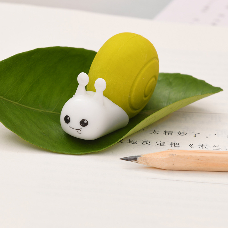 1 Uds., borrador pequeño de caracol, papelería de goma creativa, papelería Kawaii, suministros escolares de aprendizaje para niños, suministros de oficina