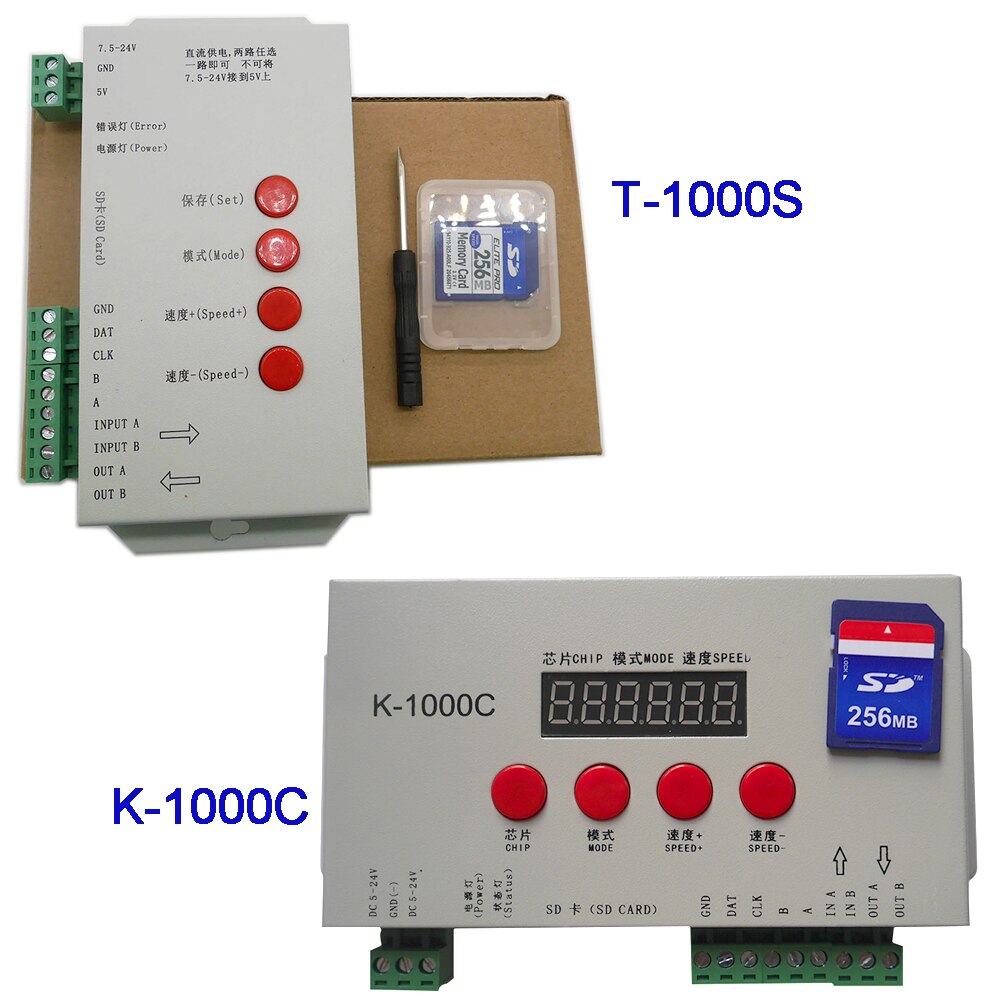K-1000C (T-1000S Updated) Program controller K1000C WS2812B,WS2811,APA102,T1000S WS2813 LED 2048 Pixels Controller DC5-24V