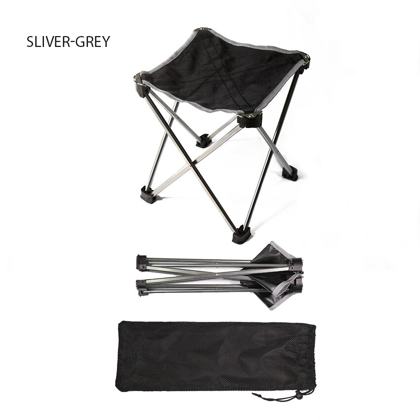 Fiskeredskaber stol rejse ultralet foldestol superhard høj belastning udendørs campingstol bærbar strandvandring picnic sæde: 2- skårgrå