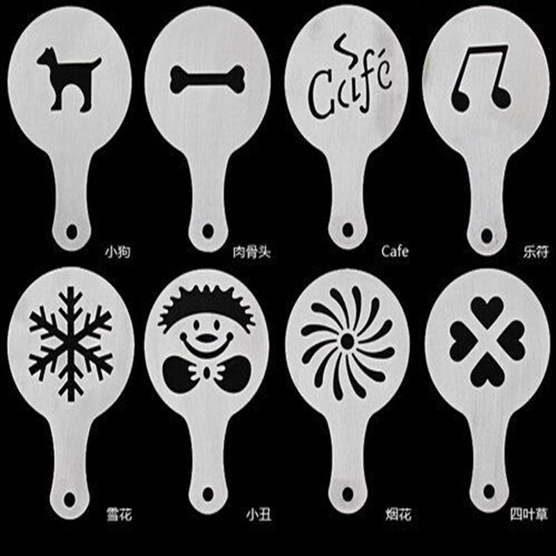 16 kpl/setti kahvi maito cappuccino kahvi stensiilit malli stuck kukat pehmuste suihke kahvin koristeluun työkalut