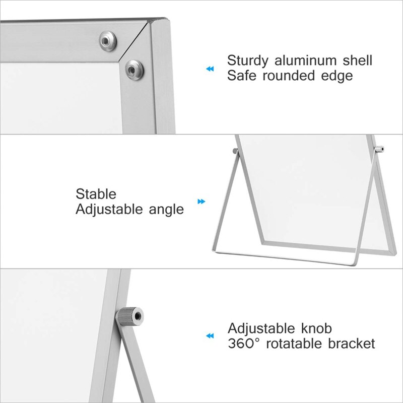 Magnetic Dry Erase Board with Stand for Desktop Double Sided White Board Planner Reminder for School Office 11 inch X 7 inch