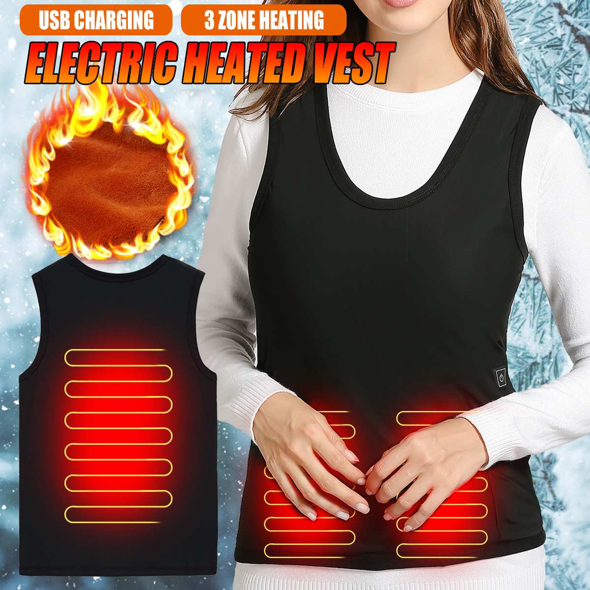 Heated Jacket Vest USB Vest Warm Electric Heating Jacket Jacket Clothing Outdoor Waistcoat Hiking Camping Sport Jacket