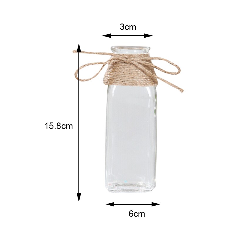 Jarrones de cristal nórdico para Decoración de mesa, florero transparente con cuerda de flores, botella artesanal, muebles para el hogar: B
