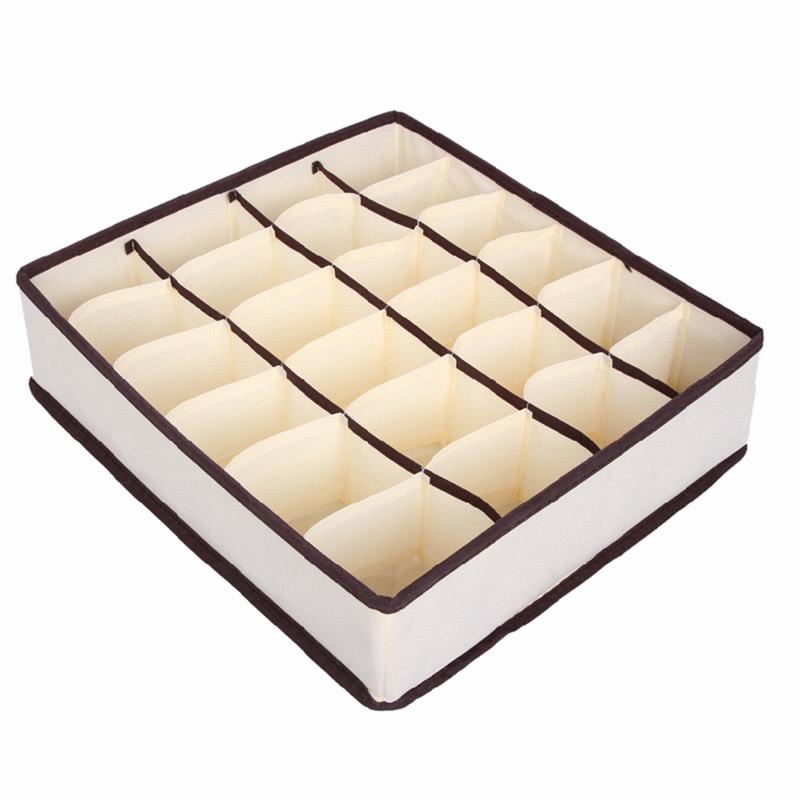 Opbergdozen Ondergoed Divider Lade Lidded Closet Organizer Ropa Interieur Organizador Voor Stropdassen Sokken Shorts Bra Organizador: Beige 24 grids