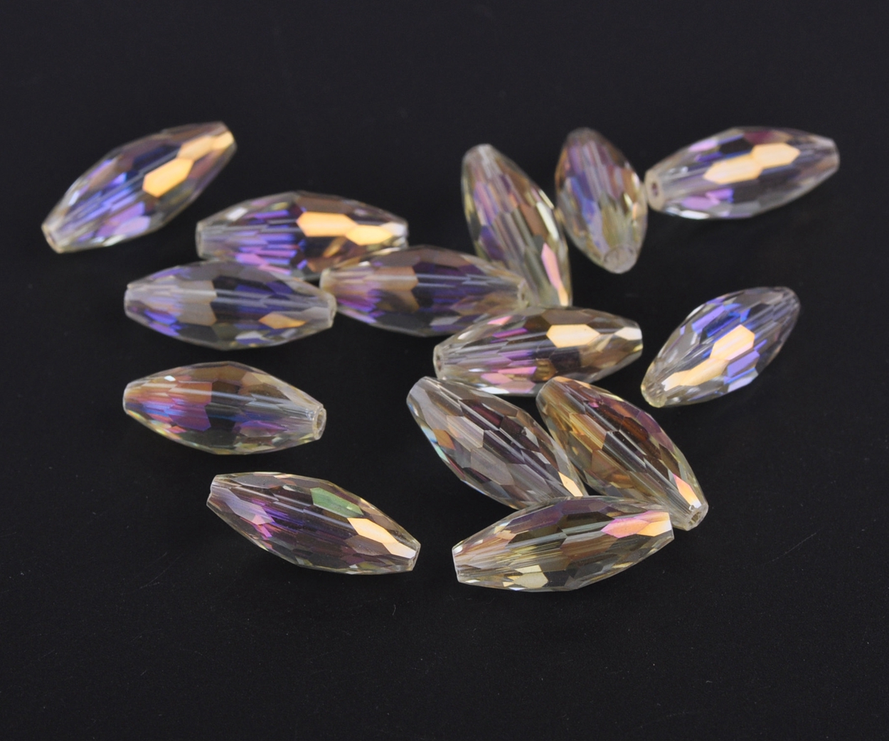 Cuentas artesanales sueltas de cristal de corte facetado de tubo ovalado de 18x8mm para fabricación de joyería DIY: Púrpura