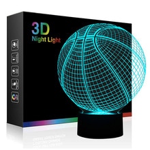 Luz nocturna de ilusión óptica 3D, 7 LED, lámpara que cambia de Color, suave y fresca, segura, solución para niños, pesadilla, baloncesto y Deporte