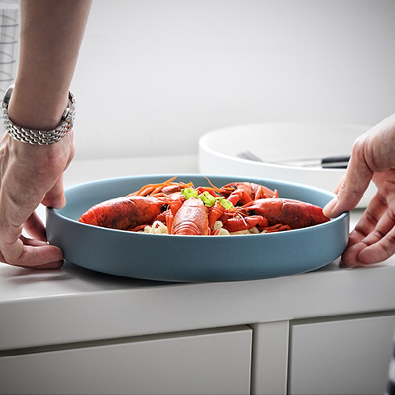 Muzity keramisk rund dyb plade porcelæn salat pasta husholdning køkken aftensmad tallerken sæt bordservice