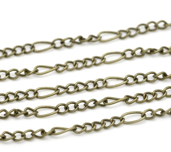 DoreenBeads Antique Bronze Chains Findings 7.5x3.5mm 4x3mm, sold per packet of 2M