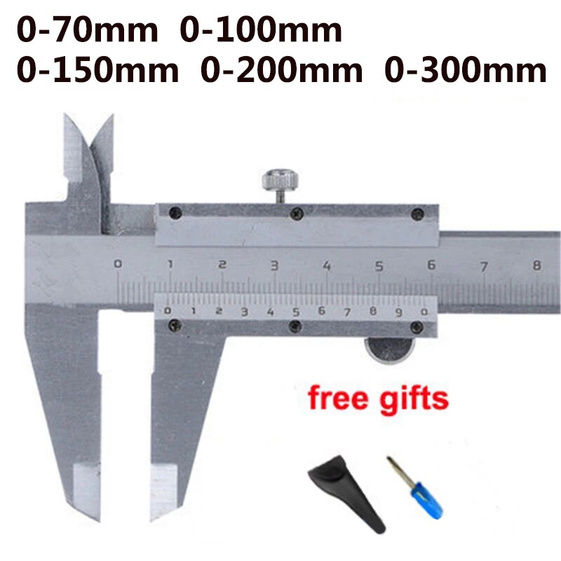 Mini Vernier Caliper 70mm Stainless steel Hardened Metric Machinist vernier caliper thickness gauge 0-70/100/150/200/300mm