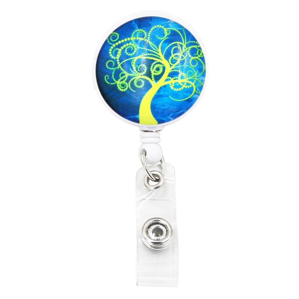 1PC ID Retractable Badge Holder with Alligator Clip Life Tree Retractable Cord ID Badge Reel 24 inch: K95