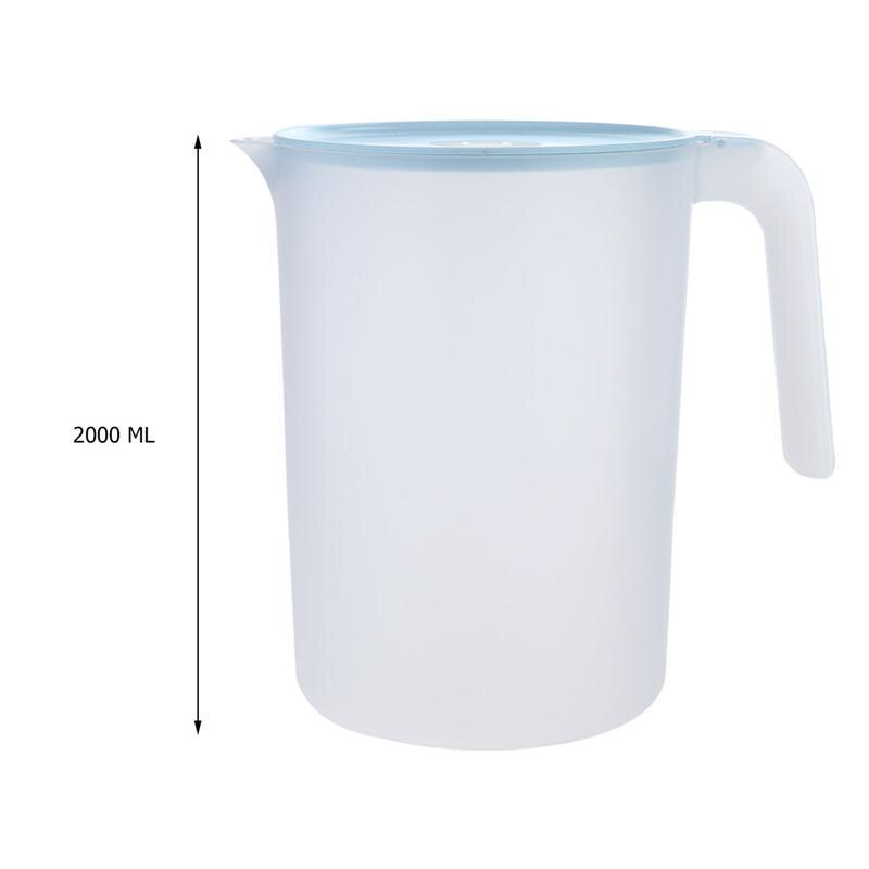1Pc 2000ML Plastic Water Pots Beverage Kettle Water Jug Juice Pitcher Heat Resistant Cold Kettle With Handle And Lid Blue