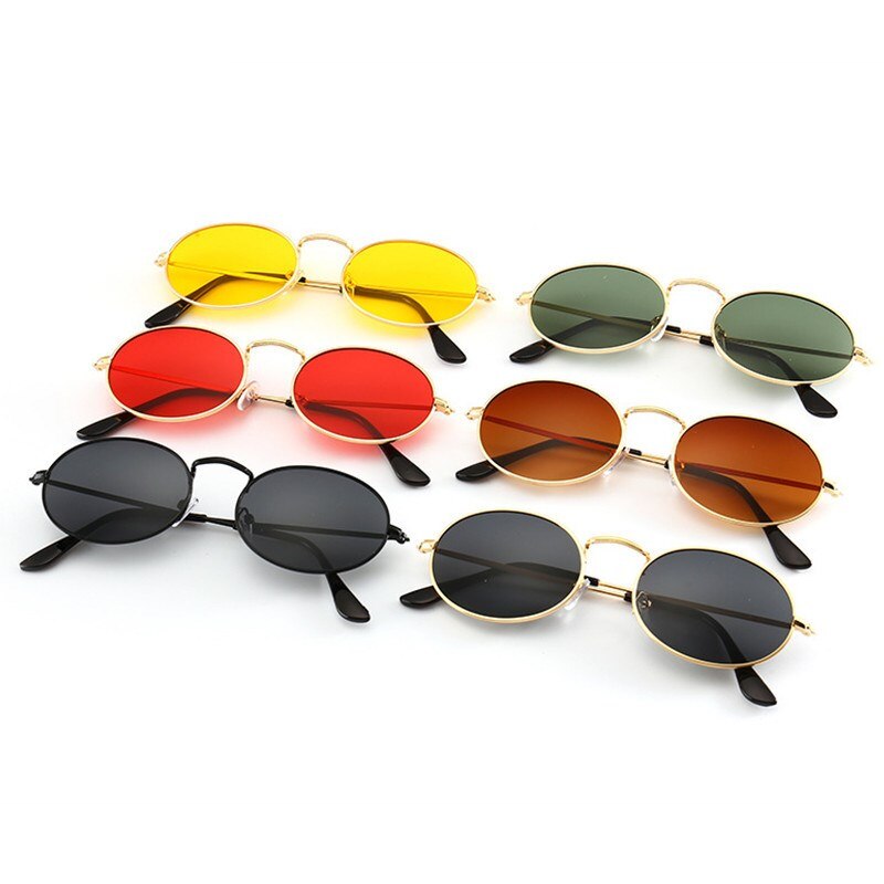 Kørebriller kvinder mandlige ovale metalramme små solbriller klassiske vintage gyldne metalliske runde ramme driverbriller