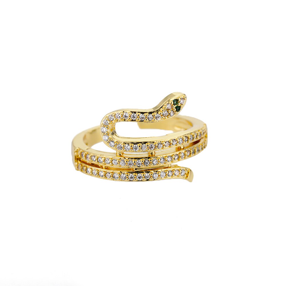 Schlangenringe für damen und mädchen, verstellbare fingerringe mit zirkonia, goldringe, eheringe, paarringe, schmuck, anillos mujer: Jz2818-4