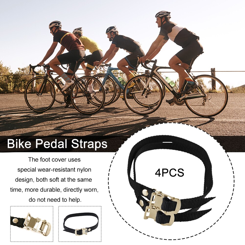 4 st för säkerhet universell utomhussport stationär nylon cykelpedalremmar tåklämmor inomhus cykeltillbehör